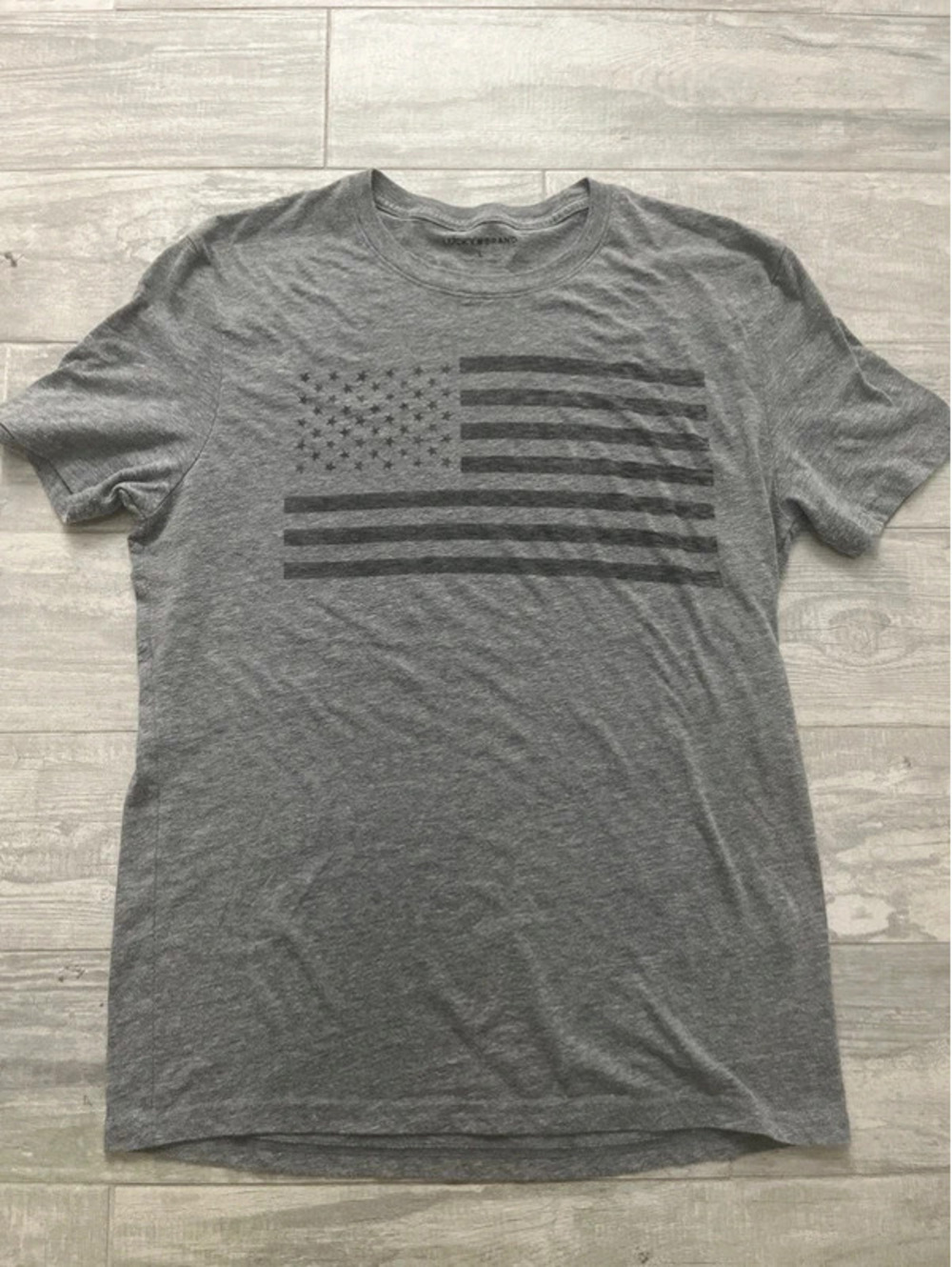 Lucky Brand Gray USA Flag Burnout Tee